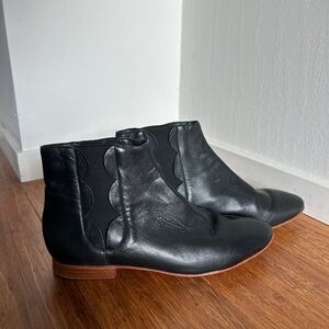 Loeffler Randall Black Leather Ankle Boots Women’s Size 10B
